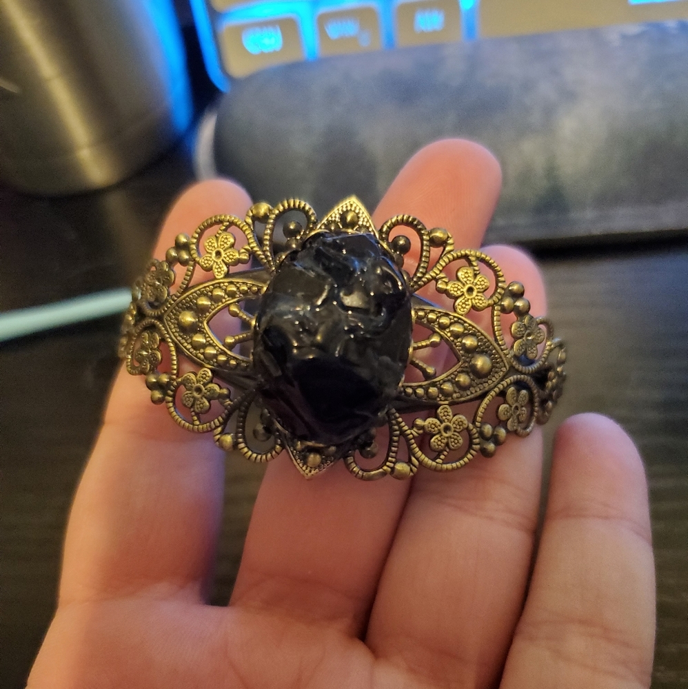 Obsidian cuff bracelet